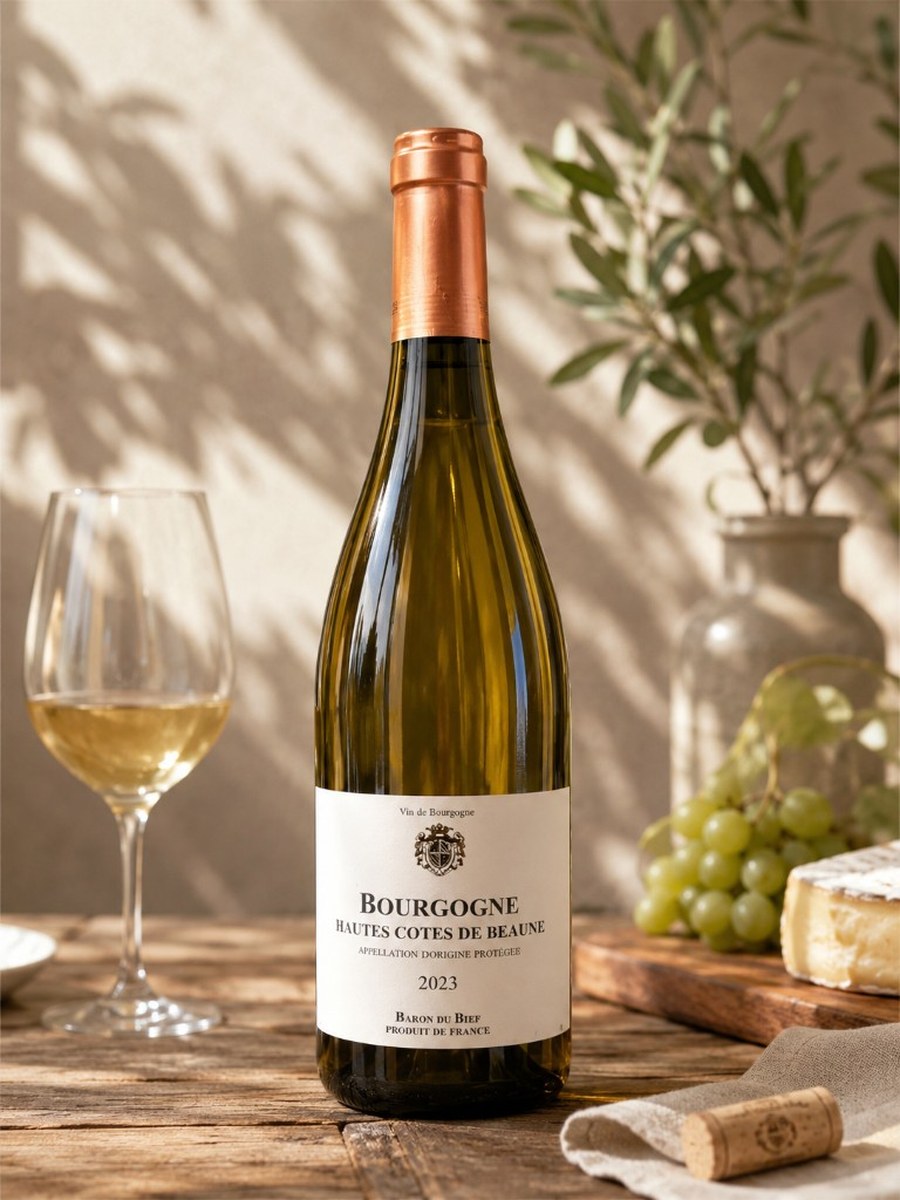 Baron du Bief 上博恩丘白酒 2023 瓶身與杯裝
