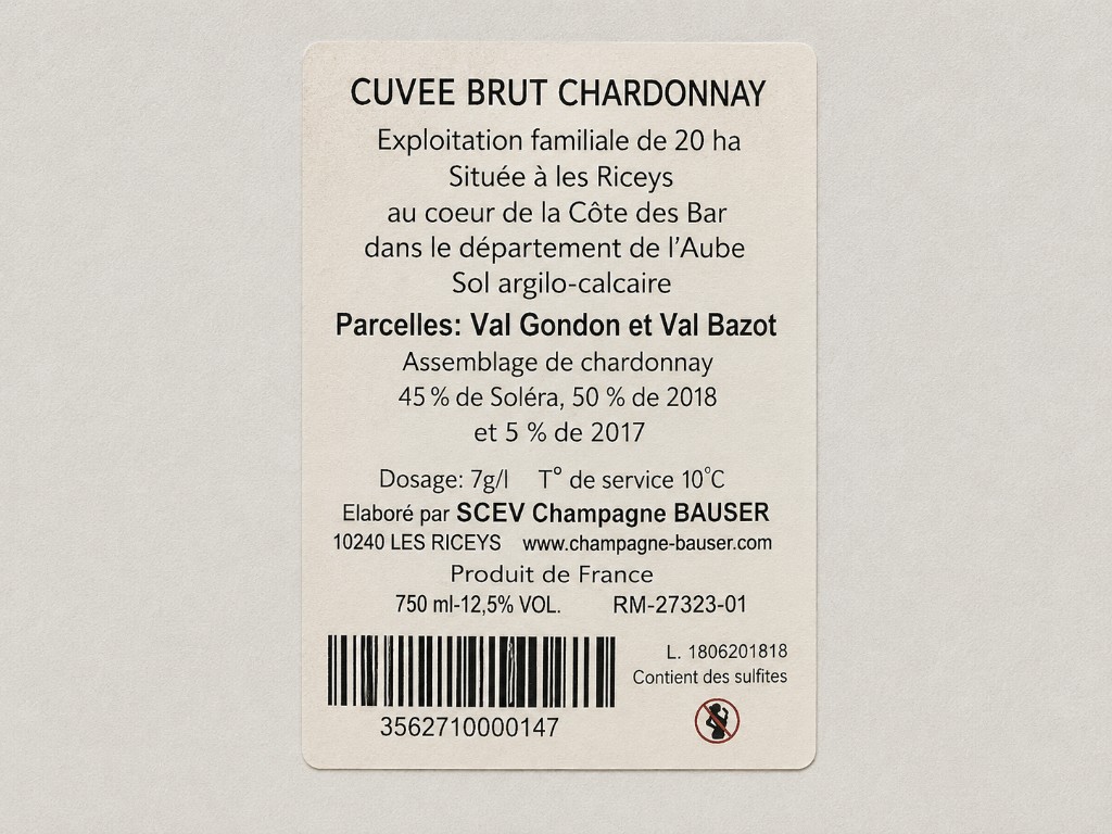 Cuvée Brut Chardonnay 背標